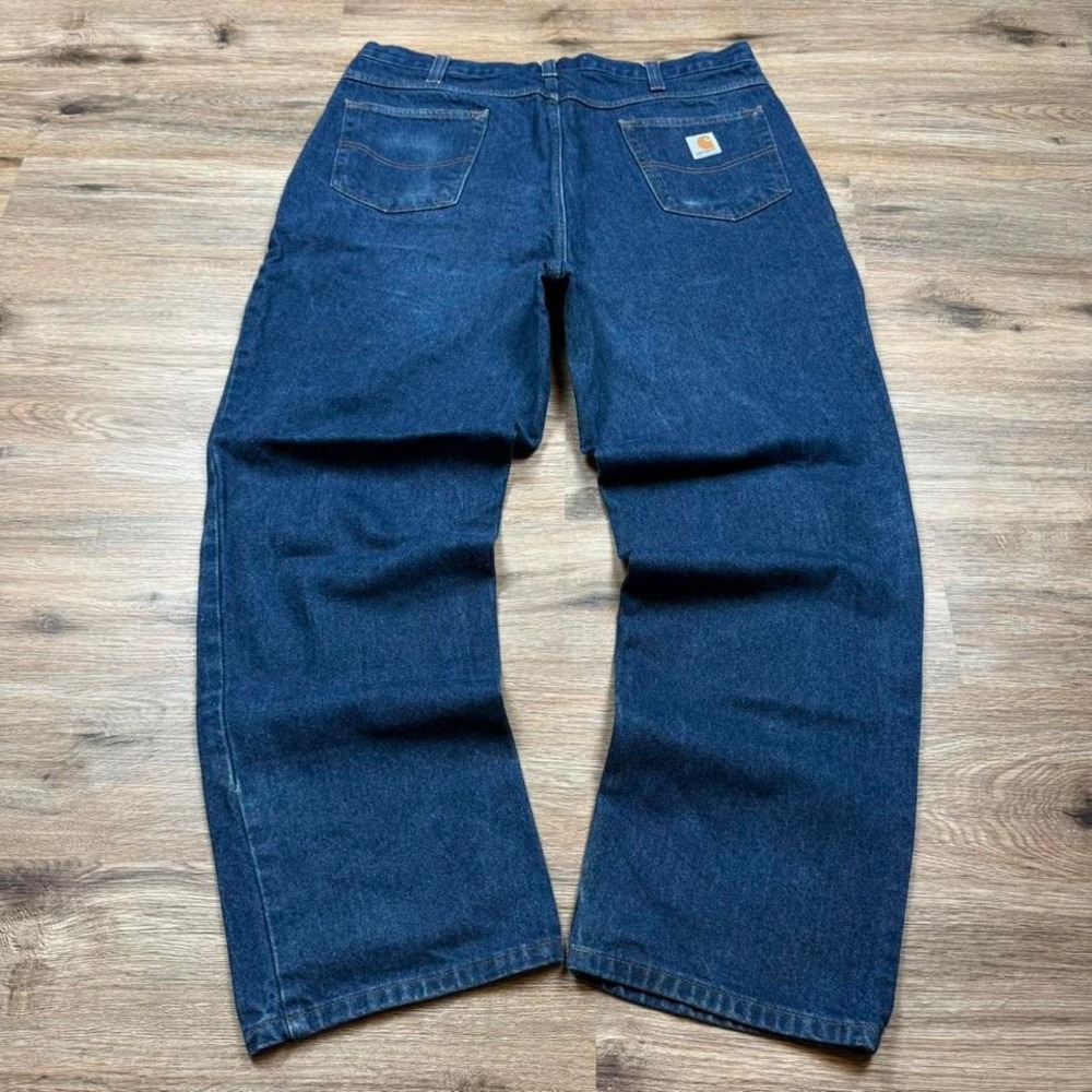 dark wash relax fit carhartt baggy workwear denim jeans